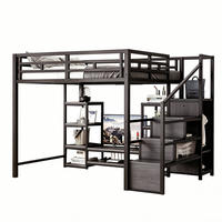 HOCHBETT 140/200 cm mit TV-Ständer, Steckdose und Aufbewahrungsleiter in Metall- -Kombination, Schwarz - Schwarz, Holzwerkstoff (140/200cm) - Redom