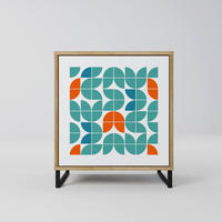 SIDEBOARD BE THE CHANGE, Eichefarben, 57,5x42x67,5 cm, Schwarze Metall-Rahmenfüße - Eichefarben/Multicolor, Holzwerkstoff/Metall (57.5/67.5/42cm) - SpaceRebels