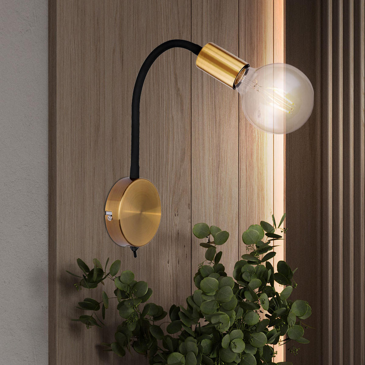 LED WANDLEUCHTE Metall Schwarz Glas - Schwarz, Glas (30/43/30cm) - Globo Lighting