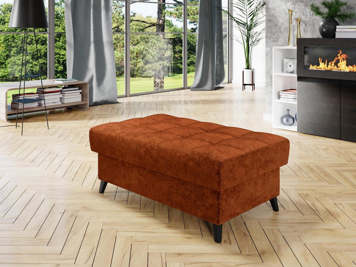 POLSTERHOCKER Nord - Schwarz/Bronzefarben, Holz/Textil (106/44/67cm) - MIRJAN24