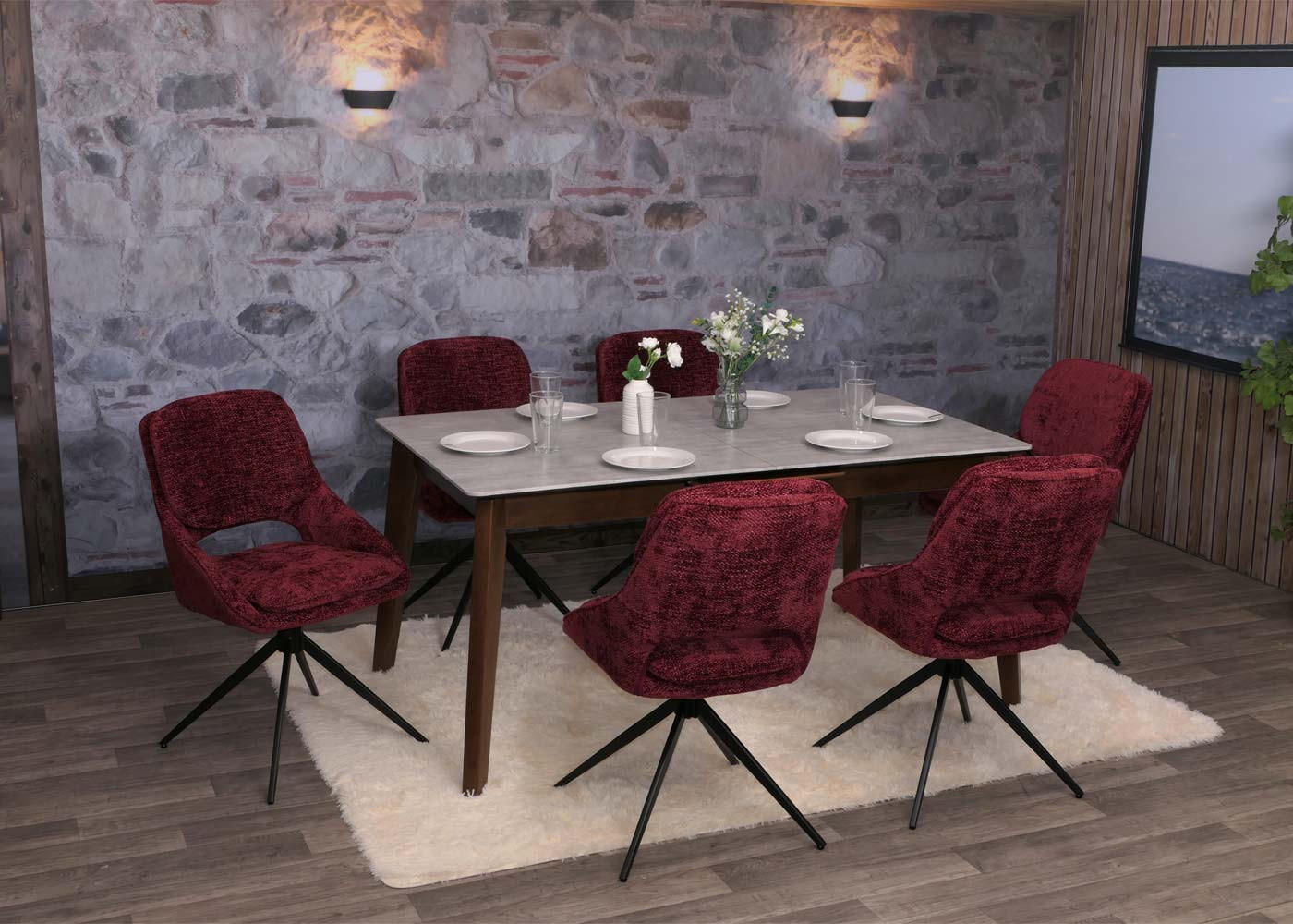 ESSZIMMERSTUHL Bordeaux 2er-Set - Bordeaux, Textil (55/87/55cm) - MCW