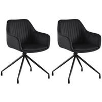 ARMLEHNENSTUHL 2er Set Samt Schwarz - Schwarz, Textil/Metall (58/81/58cm) - CLP