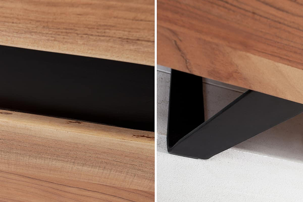 SIDEBOARD AMAZONAS Akazie Natur 150cm - Schwarz/Braun, Holz/Metall (150/85/43cm) - riess-ambiente