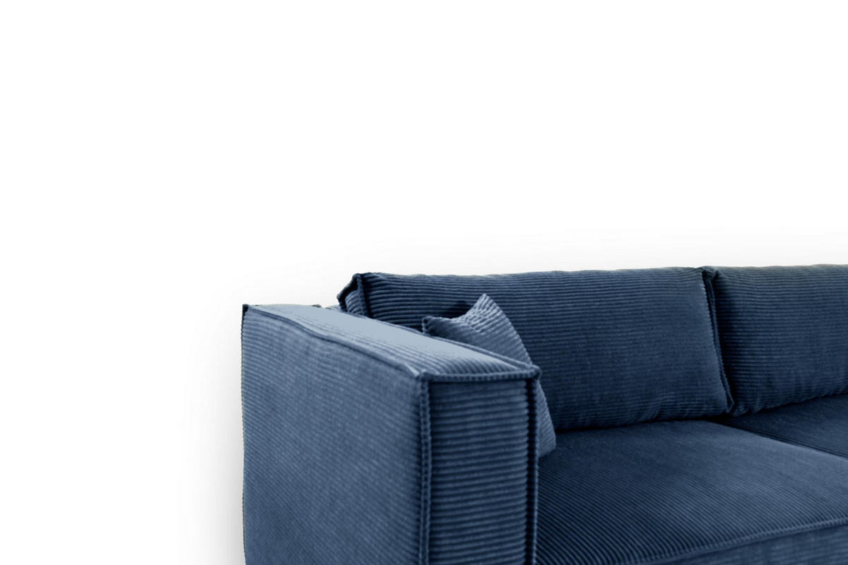 ECKSOFA mit Schlaffunktion Cord Blau - Blau, Textil (245/148cm) - Furnisell