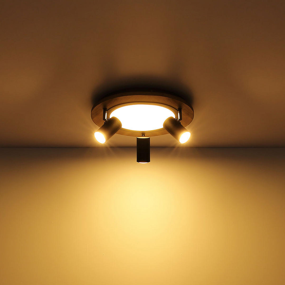 LED DECKENLEUCHTE Holz Braun - Braun, Metall (40/40/18cm) - Globo Lighting