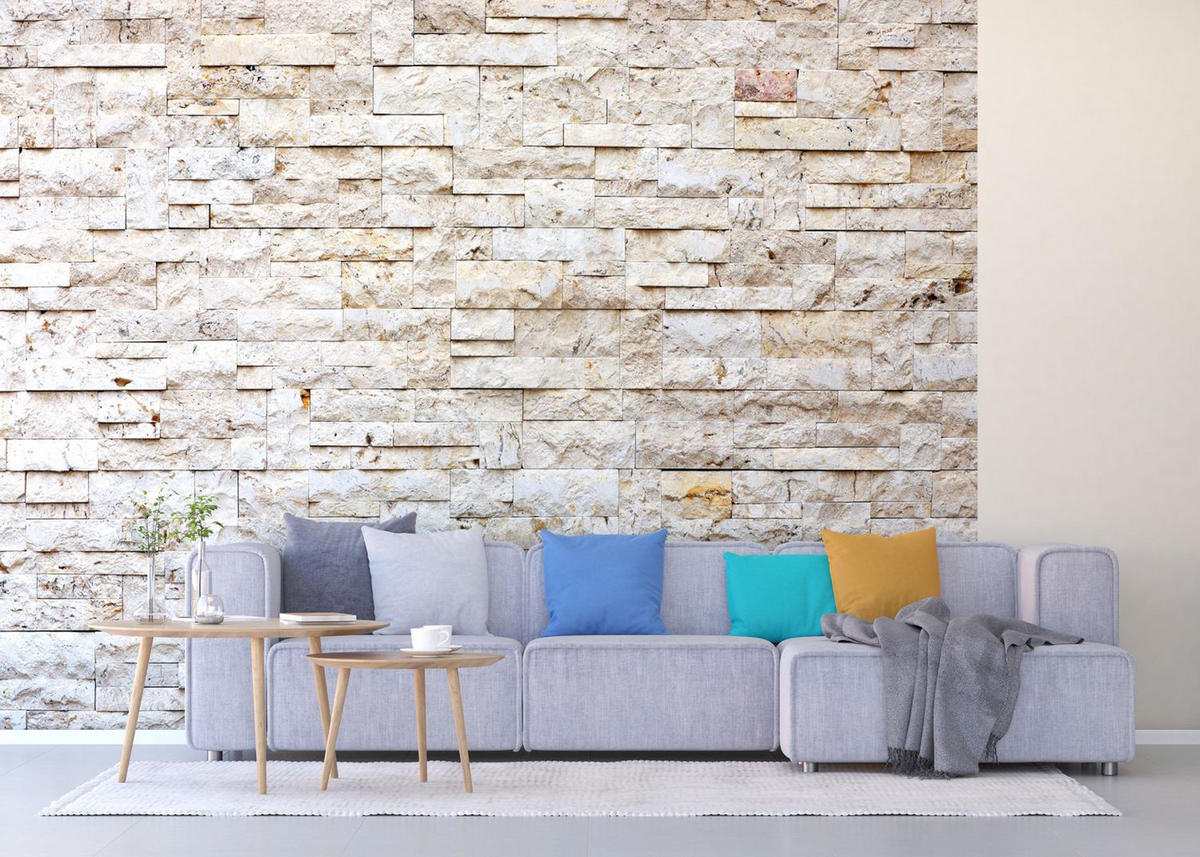 FOTOTAPETE Stein-Optik 375 x 270 cm - Beige, Papier (375/270cm) - Sanders & Sanders