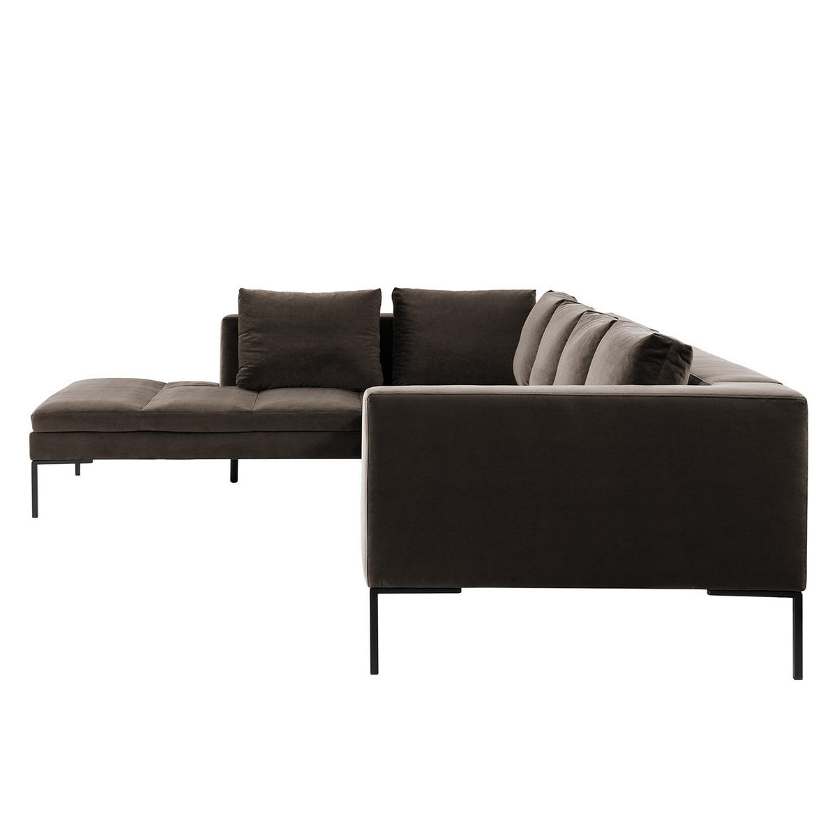 ECKSOFA mit Ottomane - Taupe/Schwarz, Textil/Metall (319/230cm) - home24