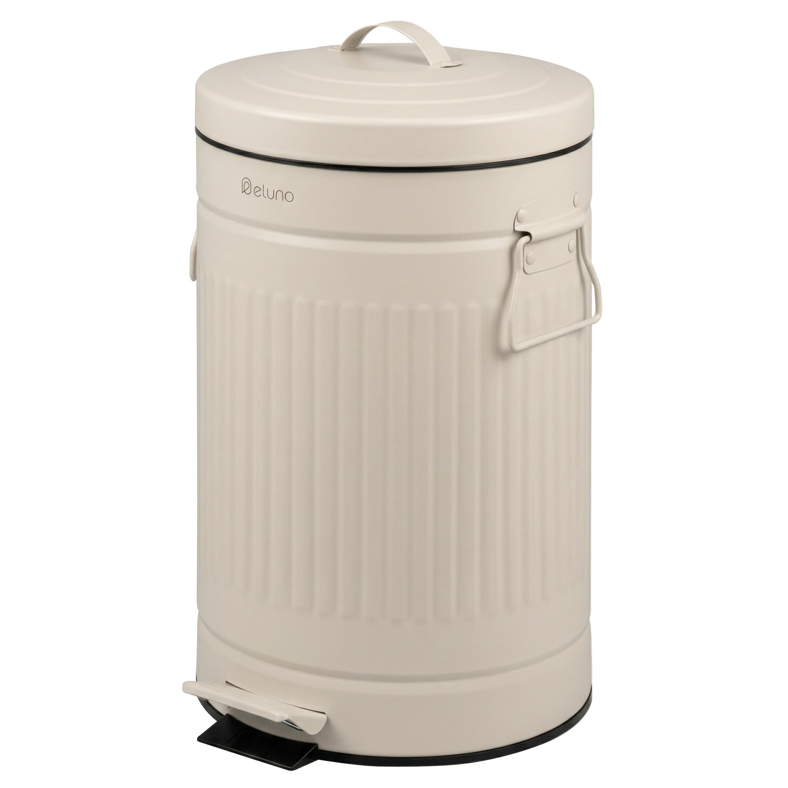 ABFALLEIMER VINTAGE, 12 Liter, Metall, beige - Beige, Metall (25.5/42.5/31.5cm) - eluno