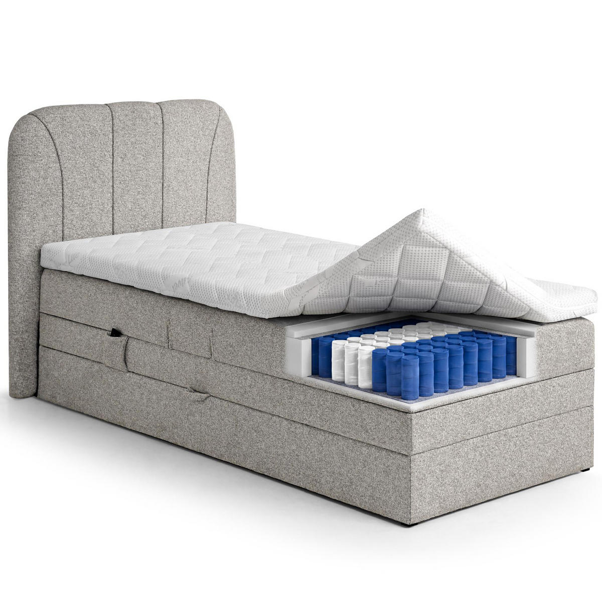 BOXSPRINGOVÁ POSTEL Romeo, jednolůžko s elektrickým polohováním matrace, 90x200 cm, béžová - béžová, textil (90/200cm) - Beautysofa