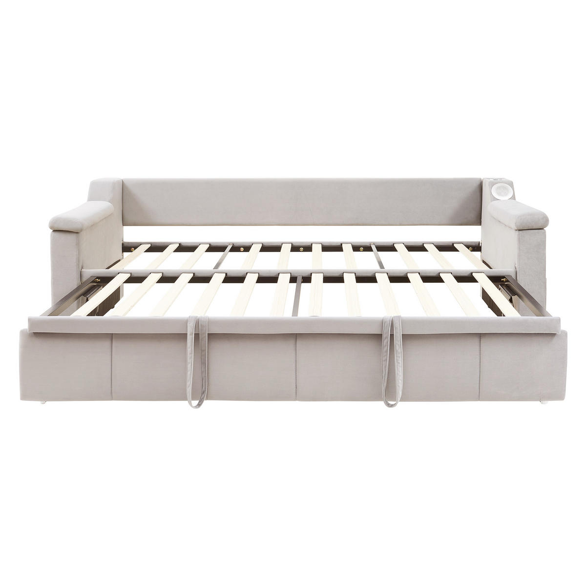 AUSZIEHBETT 90/180/190 cm DE-02015, in Beige, mit Bluetooth-Stereo und Ablagefächern - Beige, Metall (90/190cm) - ComfortXL
