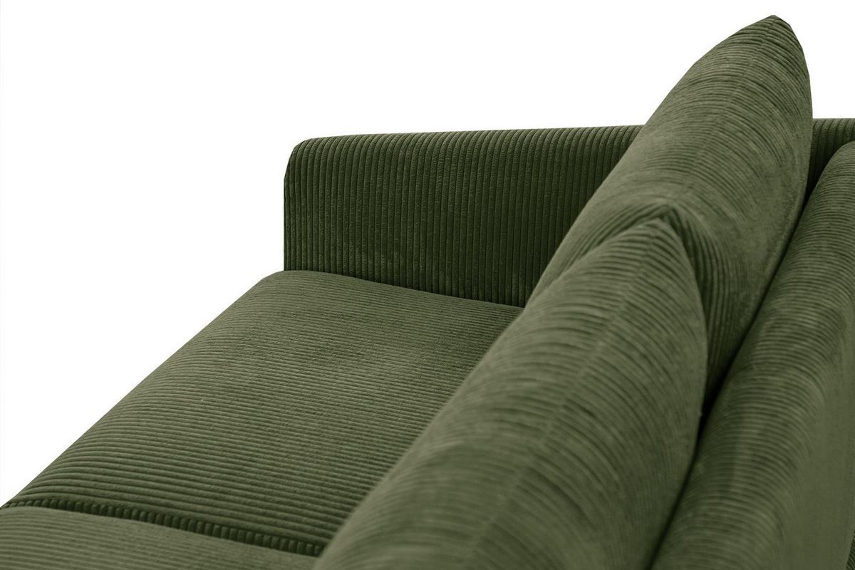 SOFA VILT 3-Sitzer, olivgrün - Schwarz/Olivgrün, Holzwerkstoff/Kunststoff (202/89/94cm) - Courtois Laville