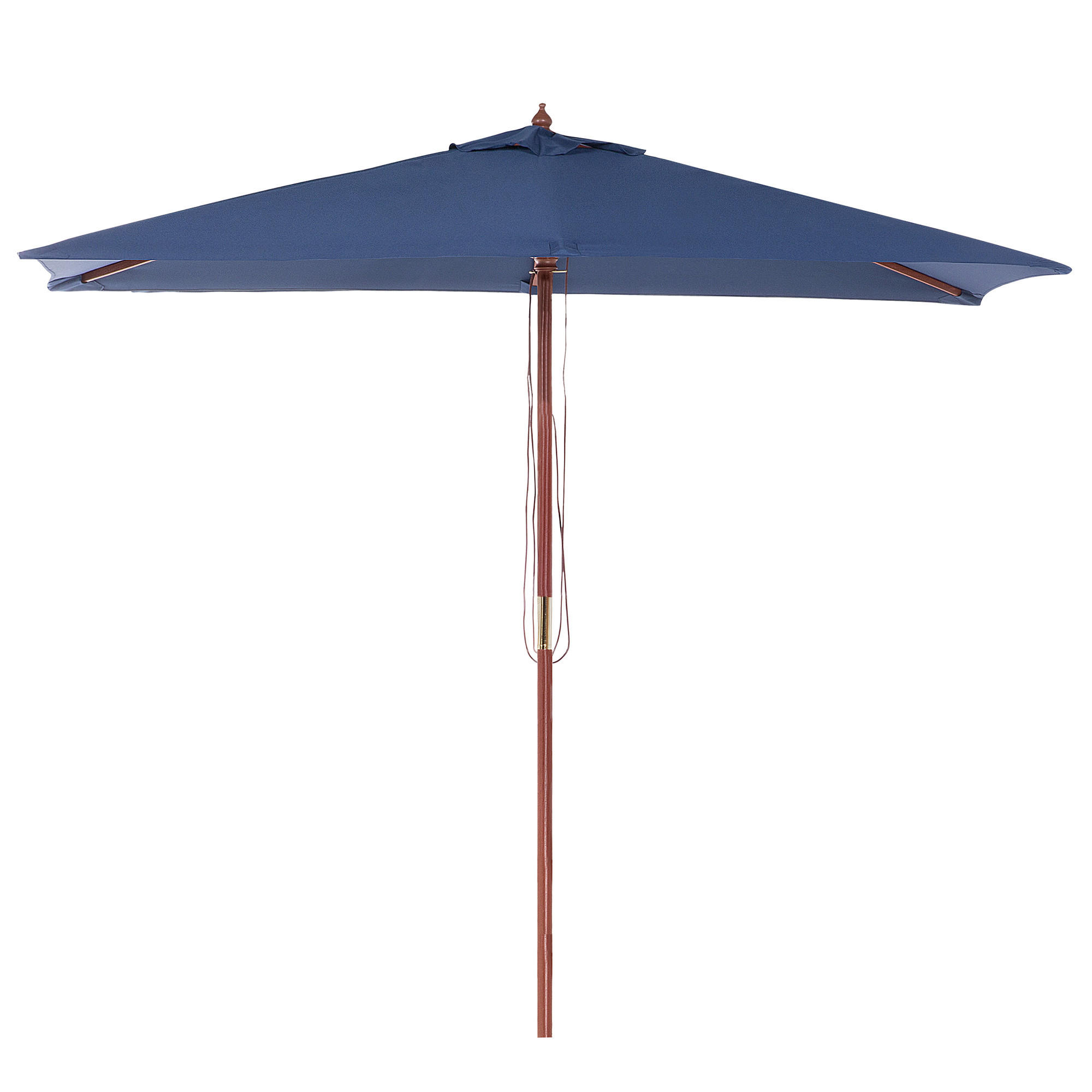 SONNENSCHIRM marineblau 195/144/244 cm Flamenco - Blau/Dunkelbraun, Textil (195/144cm) - Beliani