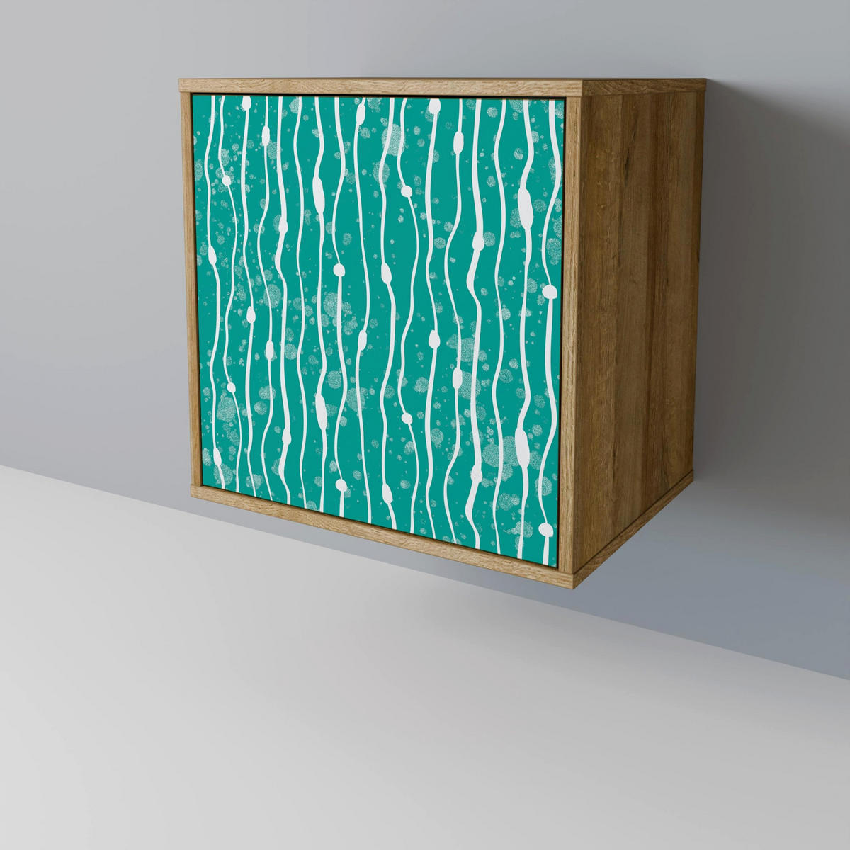 SIDEBOARD TURQUOISE RAIN, Eichefarben, 57,5x42x77,5 cm, Schräge Buchenholzfüße - Eichefarben/Buchefarben, Holzwerkstoff/Buchenholz (57.5/77.5/42cm) - SpaceRebels