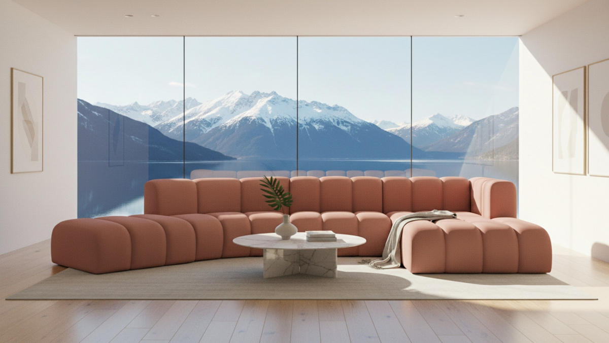 ECKSOFA L-Form GRAND Round, Stoff Salvador, Rosa, Rechts - Pink, Holz (445/179cm) - Kaiser Möbel