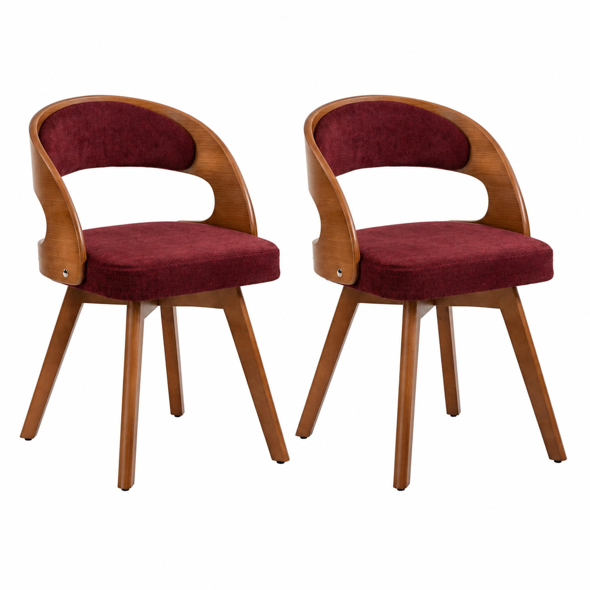ESSZIMMERSTUHL 2er-Set drehbar ca. 44 x 41 x 75 cm Linen Wine Red - Rot, Holz (44/72/41cm) - Meubliv