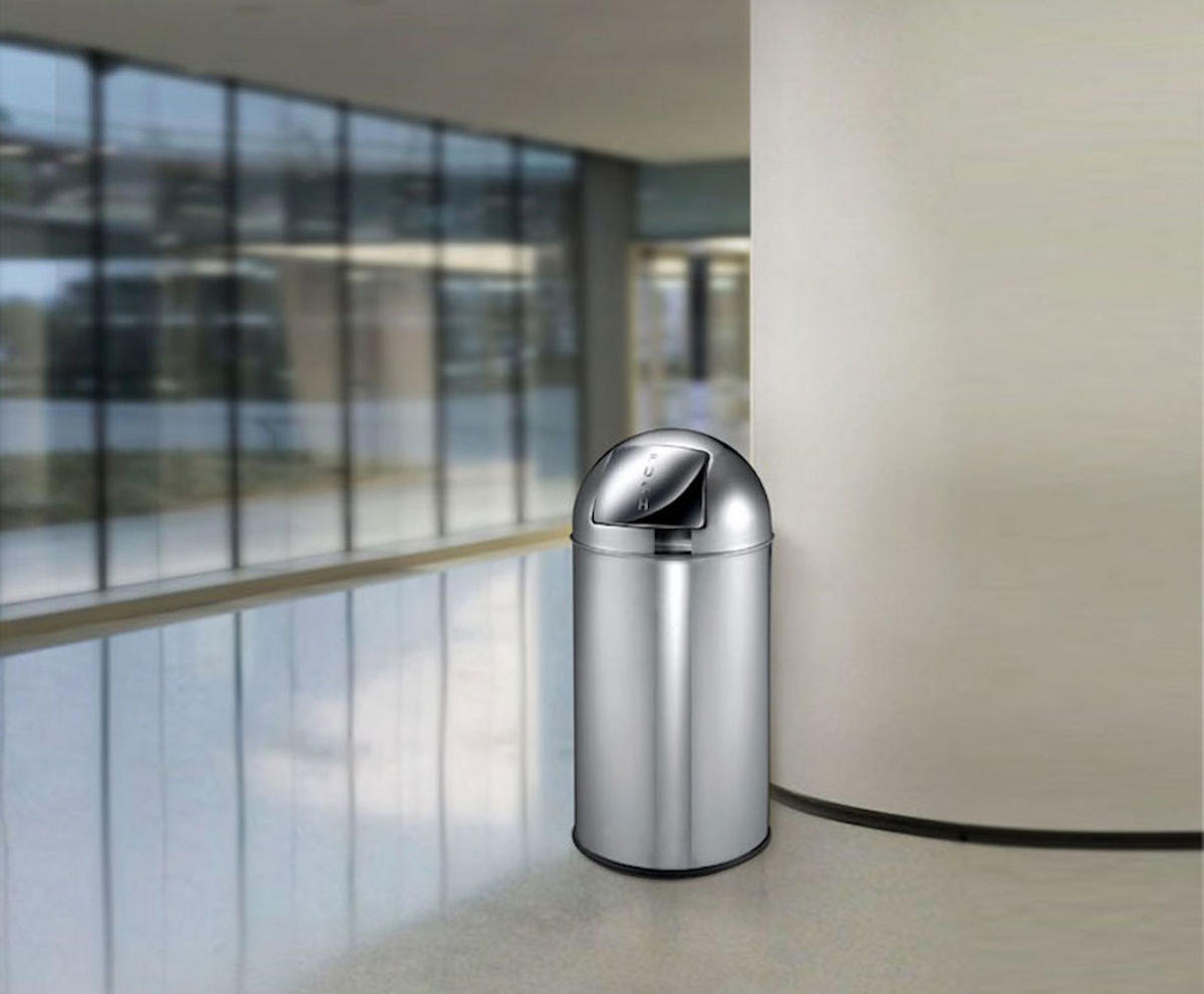 MÜLLEIMER Mit Pushdeckel & Inneneimer Aus Metall 40 Liter 74 x 34 x 34 cm Edelstahl & Silber - Silberfarben, Metall (34/74/34cm) - PROREGAL