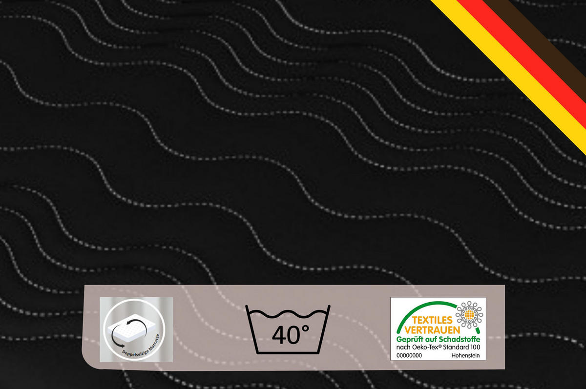MATRATZENTOPPER TOP5, Latexauflage Größe: 120x200x5, Frabe: Schwarz, mittelhart: H3 - Schwarz, Textil (120/200cm) - Marpur