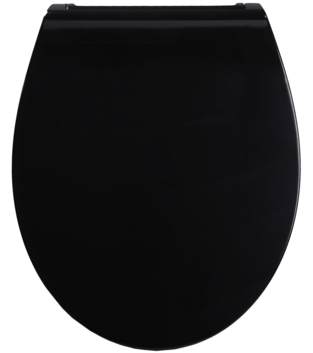 WC-SITZ mit Absenkautomatik Flat Schwarz - Schwarz, Holzwerkstoff (38/6/47cm) - Sanilo