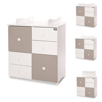 KOMMODE Cupboard dunkelbraun weiß 83 x 71 cm, 4 Schubladen, 2 Türen, Regalboden, Wickelplatz, umbaubar - Braun, Holzwerkstoff (71/96/83cm) - Lorelli