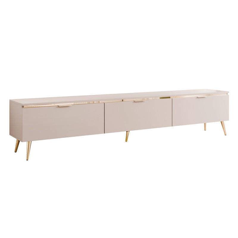 TV-LOWBOARD SELIA mit LED-Beleuchtung, 200 cm Kaschmir - Kaschmir/Goldfarben, Holzwerkstoff/Metall (200/42/35cm) - Idohome