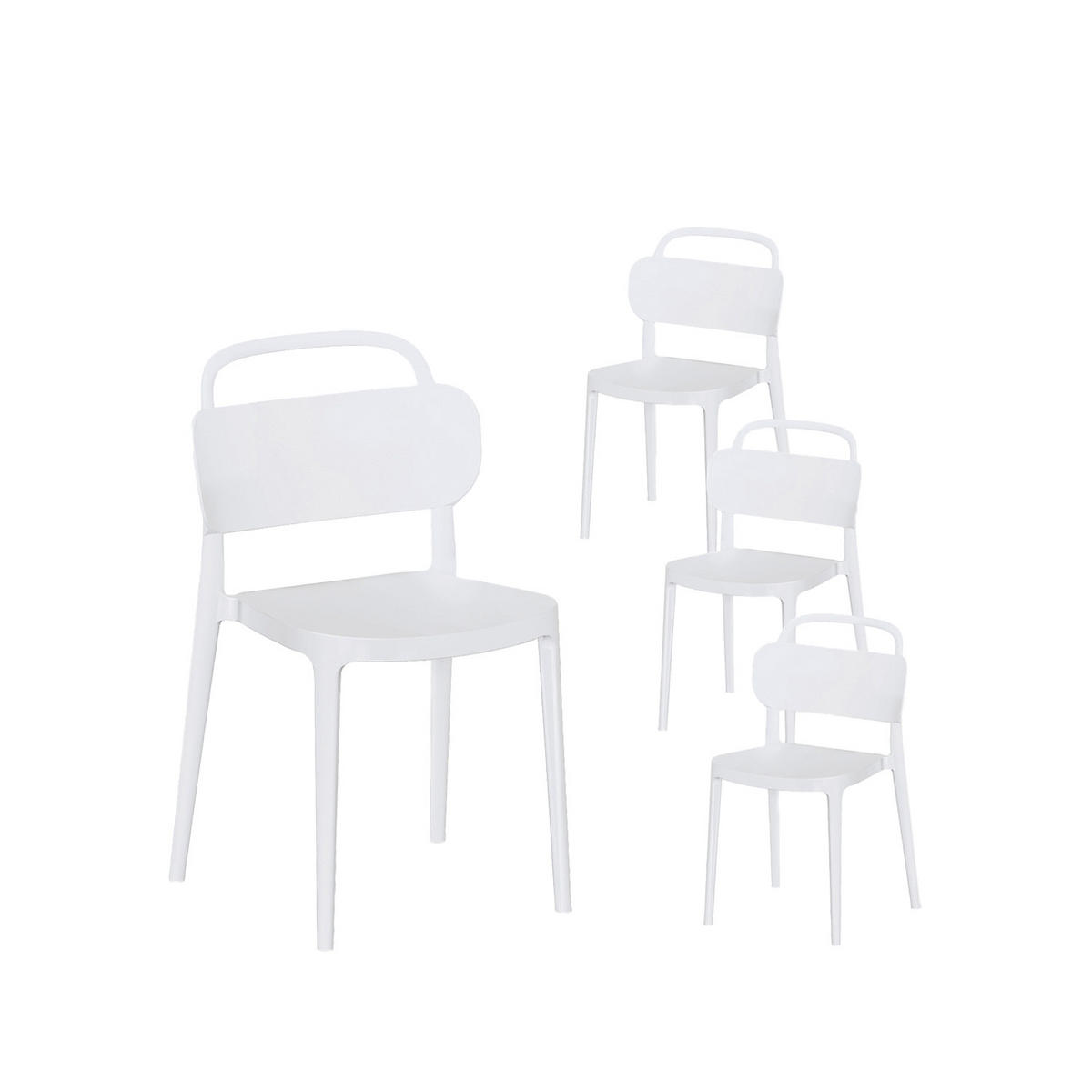 GARTENSTUHL Edda Weiß 47 cm x 78 cm 4er-Set - Weiß, Kunststoff (47/78/51cm) - Klast Home