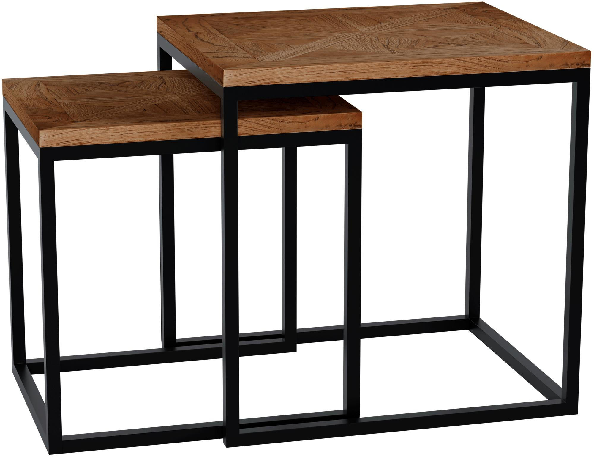 BEISTELLTISCH Bosse 2er Set eckig 48x38x47cm Holz Braun Kleiner - Braun, Holz (38/48/47cm) - DELUKE