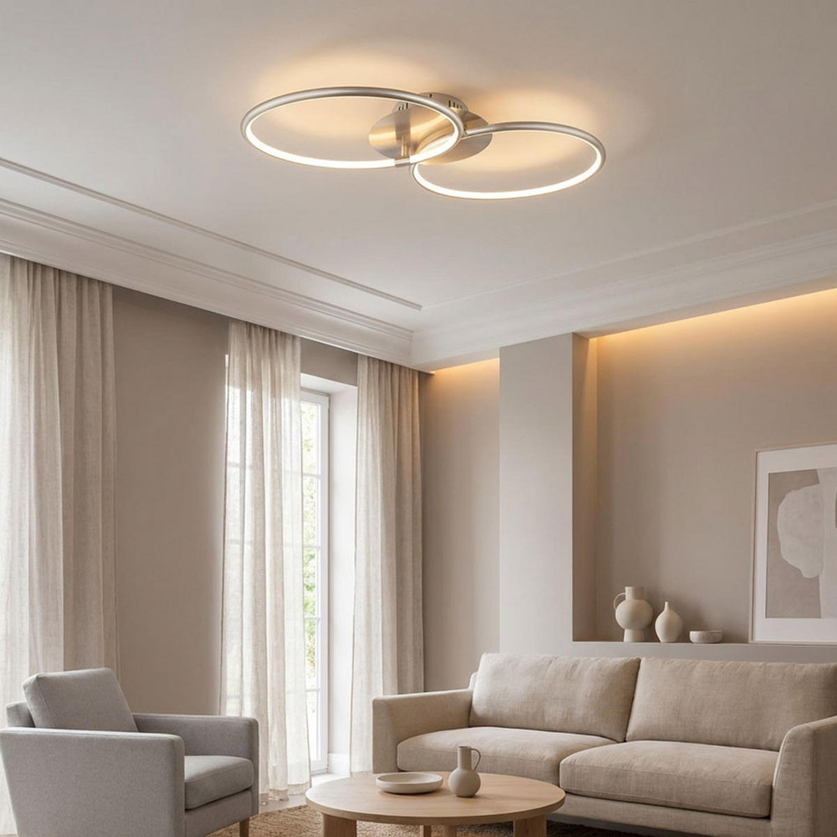 LED DECKENLEUCHTE KYLE Silber Metall - Silberfarben, Metall (70/40/8.6cm) - Globo Lighting