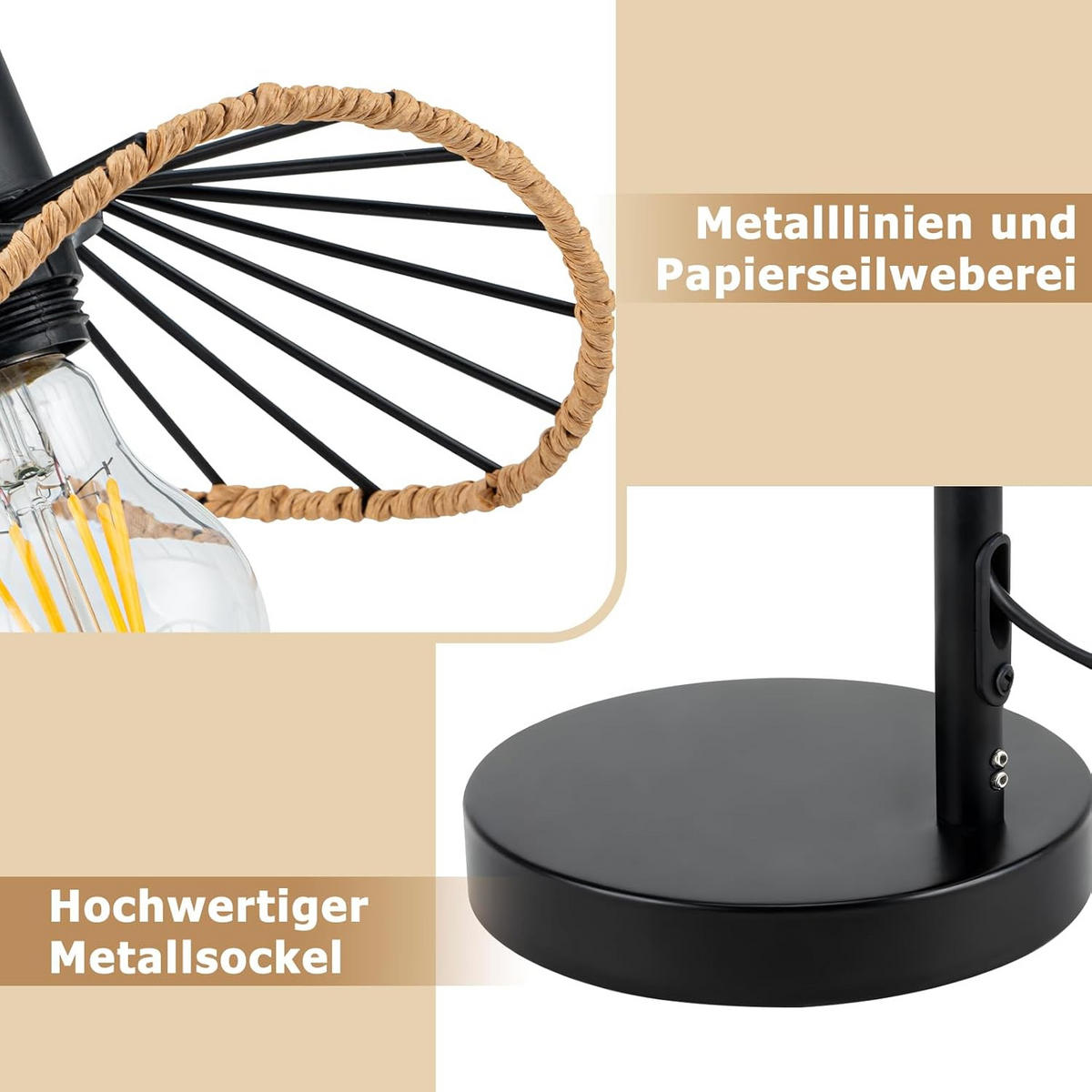 TISCHLEUCHTE BRYANT Ⅲ 15/20/48 cm - Schwarz, Metall (15/20/48cm) - Nettlife