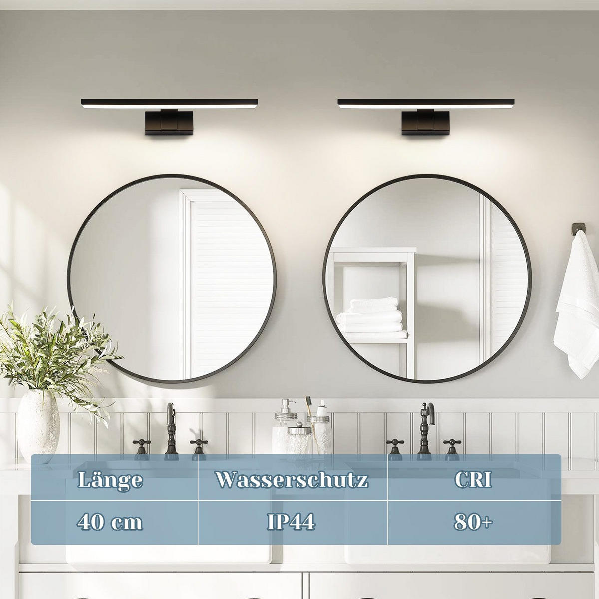 SPIEGELLEUCHTE Oberhausen 40/5.1/12.8 cm - Schwarz, Metall (40/5.1/12.8cm) - Nettlife