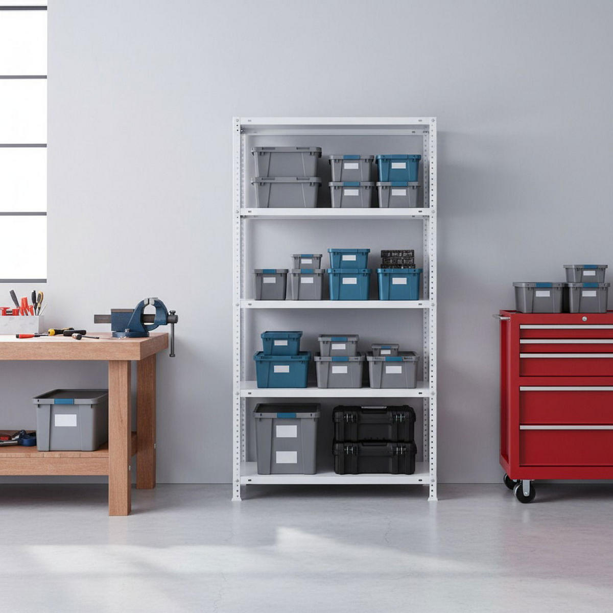 SCHRAUBREGAL PANDA | HxBxT 180x90x40cm | 5 Fachböden | Fachlast 100kg | Weiß - Weiß, Metall (90/180/40cm) - PROREGAL