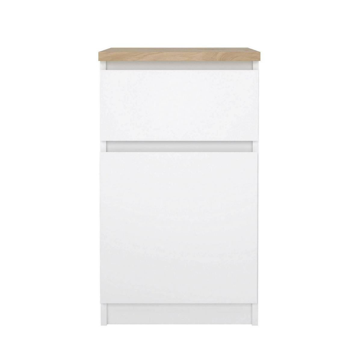 NACHTTISCH Glänzendes Weiß, Eiche 40/40.4/70.1 cm - Weiß, Holzwerkstoff (40.4/70.1/40cm) - DMORA