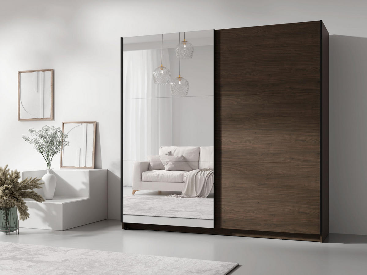 SCHIEBETÜRENSCHRANK ARSOLA 10 - 150/207/57 cm 2-Türig Walnut Villa - Walnussfarben, Holz/Holzwerkstoff (150.6/207/57.9cm)