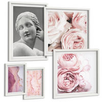 BILDER SET 5er Set - 50x50 cm & 20x30 cm & 40x60 cm Weißer Rahmen - Pfingstrosenskulptur einer Frau - Weiß, Kunststoff (40/60cm) - TULUP