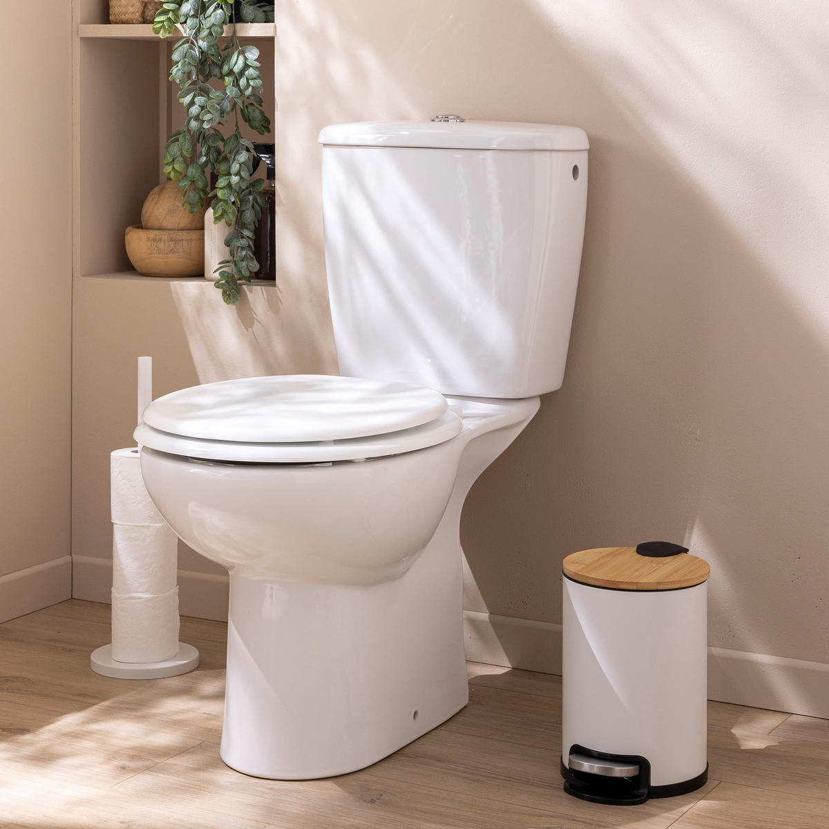 MÜLLEIMER Soft-Close Bambus 3 l Mobelle - Weiß, Metall (21/27/17cm) - Douceur d´intérieur