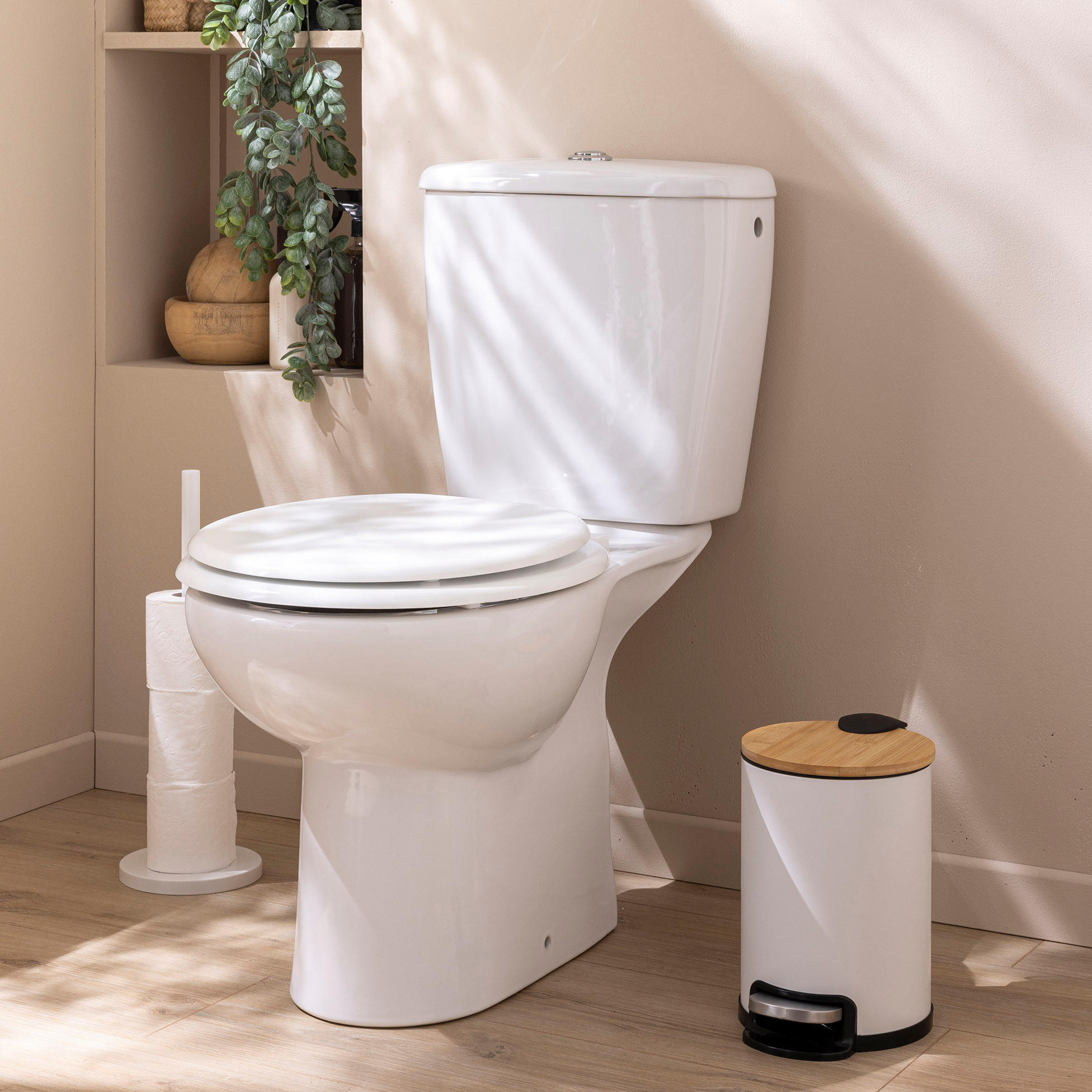 Thumbnail - Douceur d´intérieur Mülleimer, Weiß, Metall, 21x27x17 cm, Badaccessoires, Waschplatzzubehör, Kosmetik- & Abfalleimer