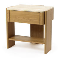 NACHTTISCH Modern mit Marmoroptik, Eiche, MDF | B55 x T40 x H53 cm - Eichefarben, Holz (55/53/40cm) - Hometopia