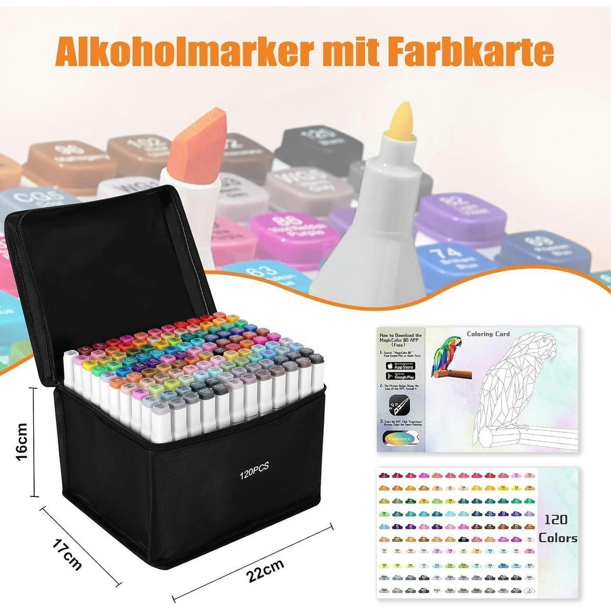 ALKOHOL Marker 120er Set mit App - Multicolor, Kunststoff (1/1/15.4cm)
