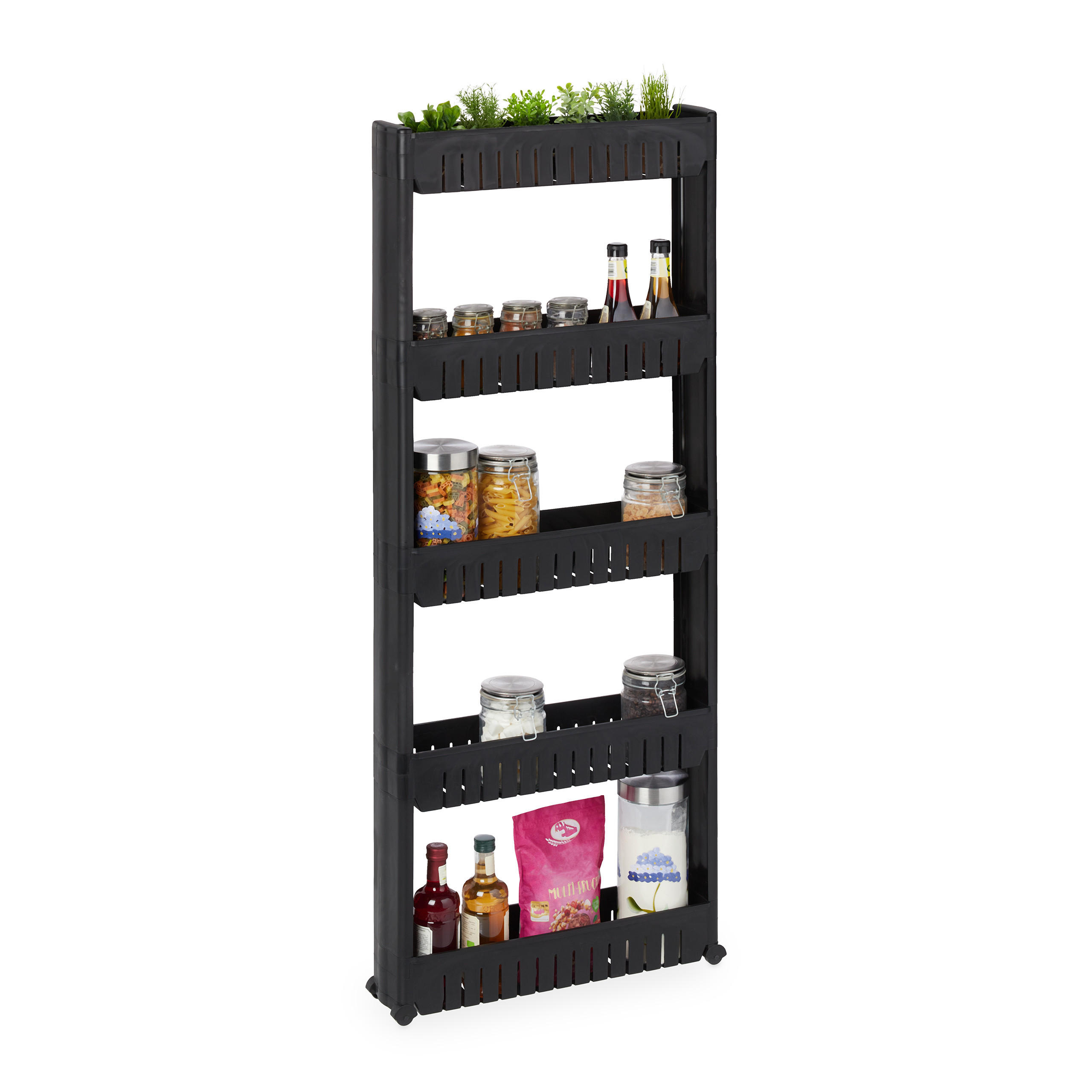 CARUCIOR Negru 5 rafturi