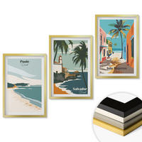 WANDBILDER 3er Set - 40x60 cm Goldrahmen - Tropische Strände und Palmen - Goldfarben, Kunststoff (40/60cm) - ArtPrintCave
