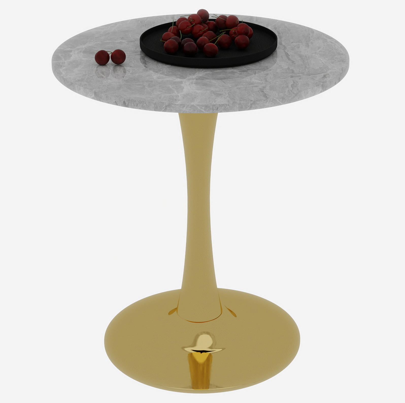COUCHTISCH 70,1 cm in Goldfarben aus Kunstmarmor–rund und vielseitig - Goldfarben, Stein (70/70/72cm) - Flora Grace