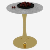 COUCHTISCH 70,1 cm in Goldfarben aus Kunstmarmor–rund und vielseitig - Goldfarben, Stein (70/70/72cm) - Flora Grace