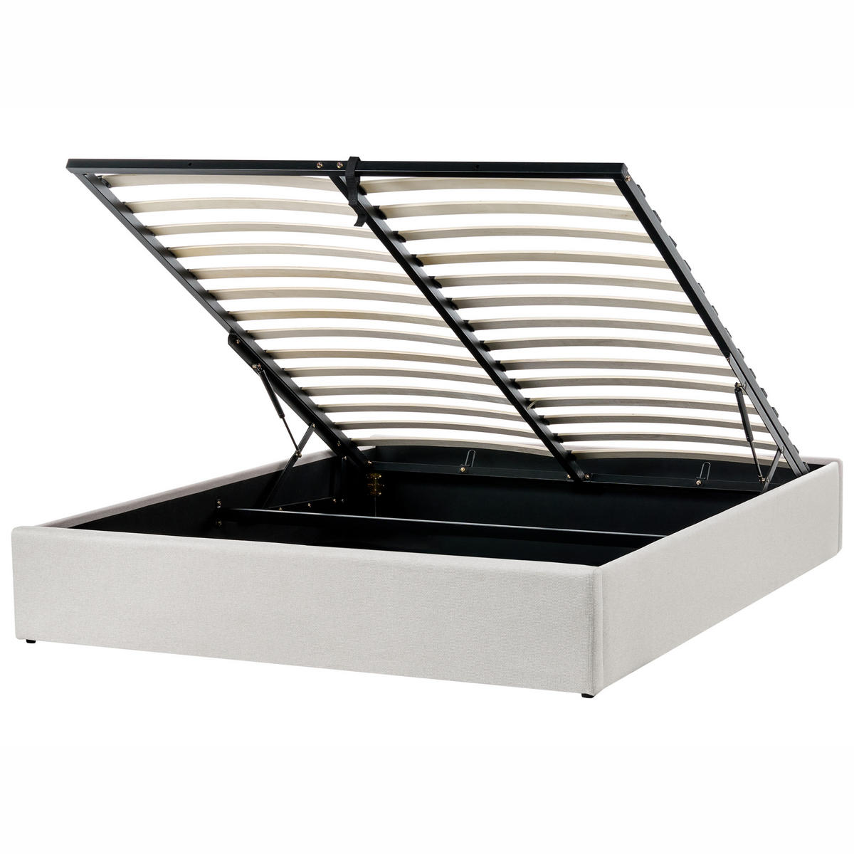 BETT mit Stauraum 160/200 cm Hellbeige Dinan - Beige, Textil (160/200cm) - Beliani