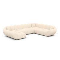 WOHNLANDSCHAFT Liva Creme Strukturstoff U-Form XXL Links - Creme, Textil (323/70/258cm) - VAROYAL