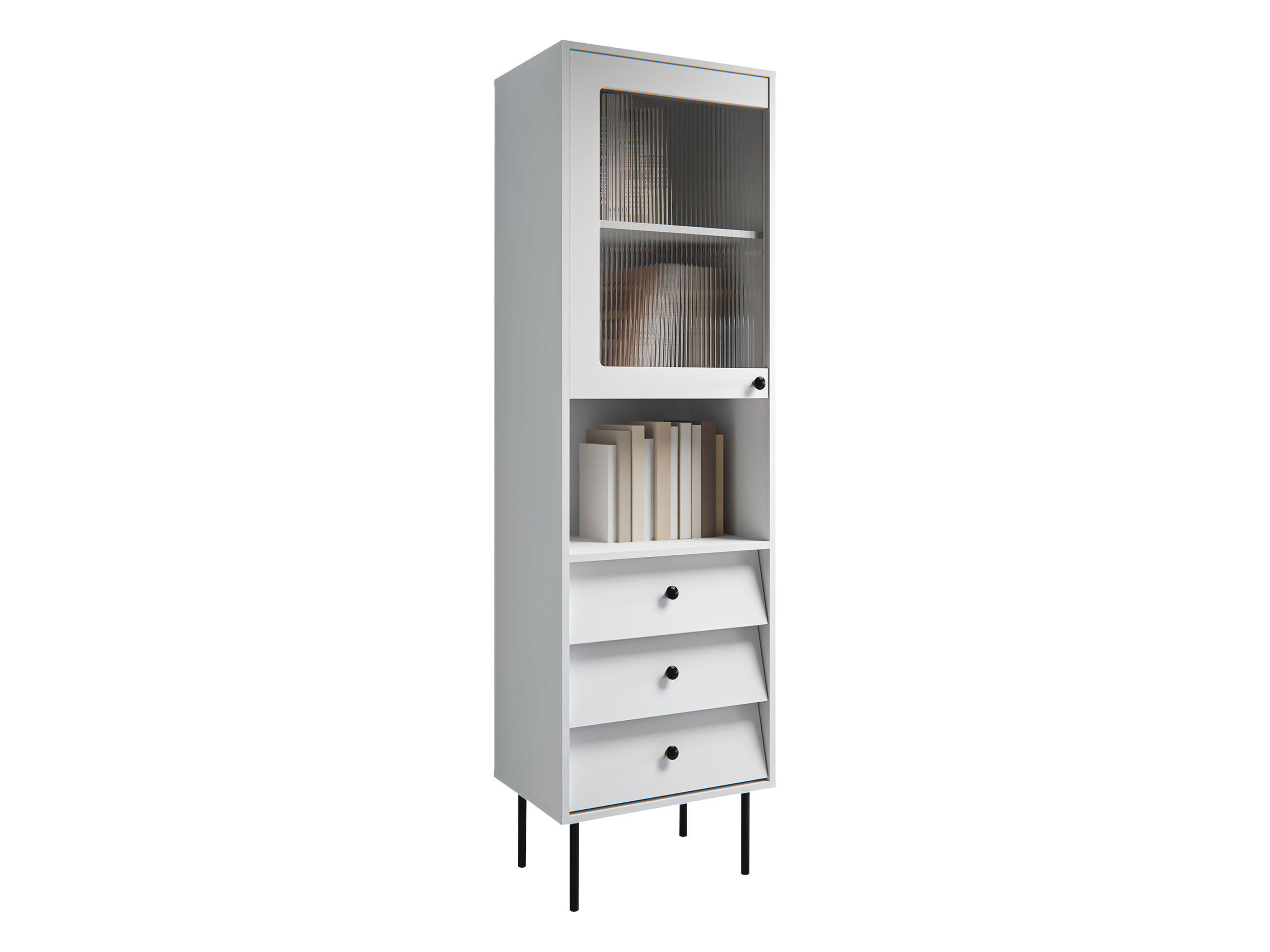 STANDVITRINE Valerio - Schwarz/Weiß, Holzwerkstoff/Kunststoff (52/180/39cm) - MIRJAN24