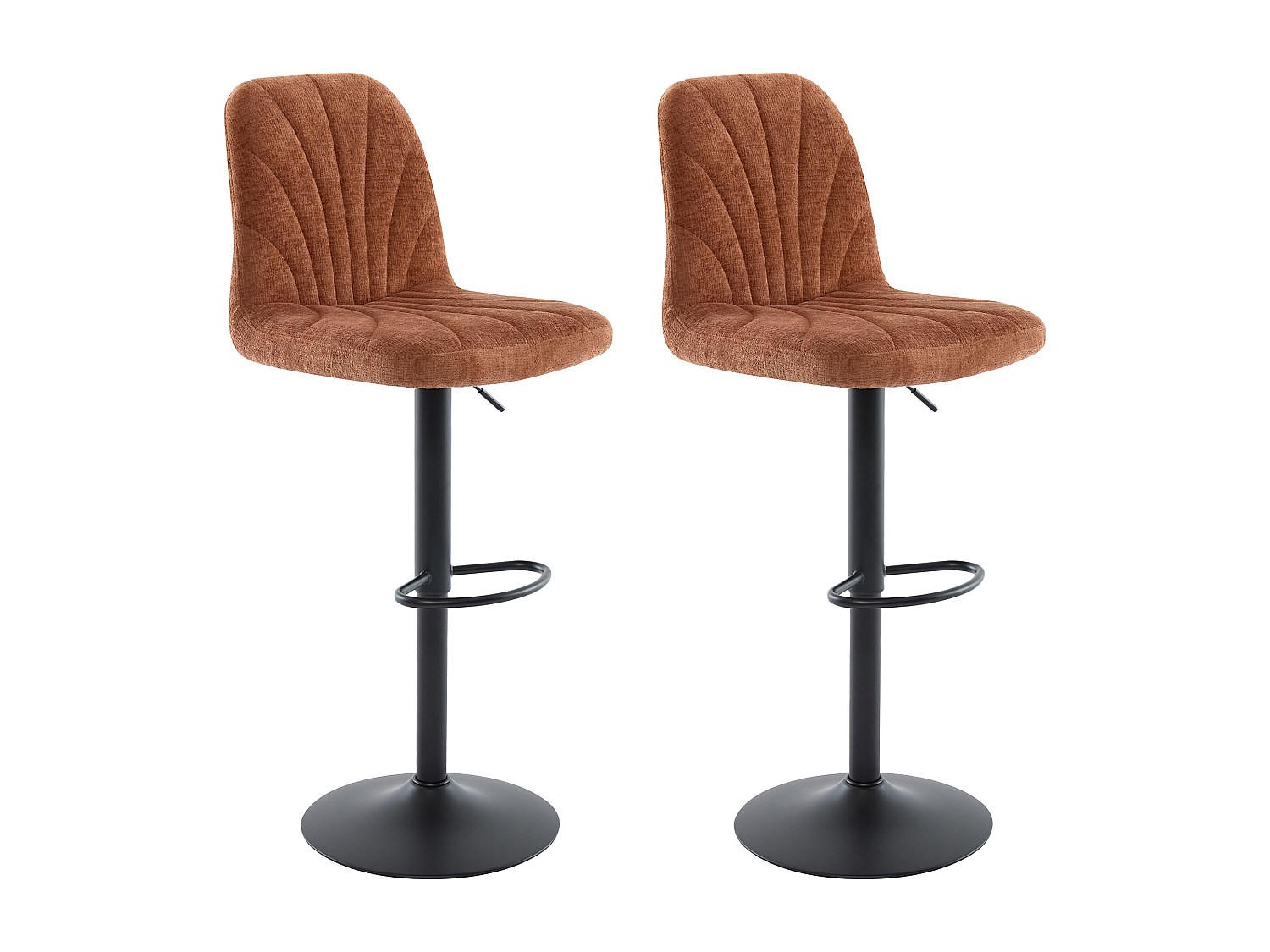 BARHOCKER 2er-Set höhenverstellbar - Strukturstoff & schwarzes Metall - Terracotta - LASANDRIA - Braun, Textil (47/117/53.5cm) - Vente-Unique