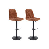 BARHOCKER 2er-Set höhenverstellbar - Strukturstoff & schwarzes Metall - Terracotta - LASANDRIA - Braun, Textil (47/117/53.5cm) - Vente-Unique