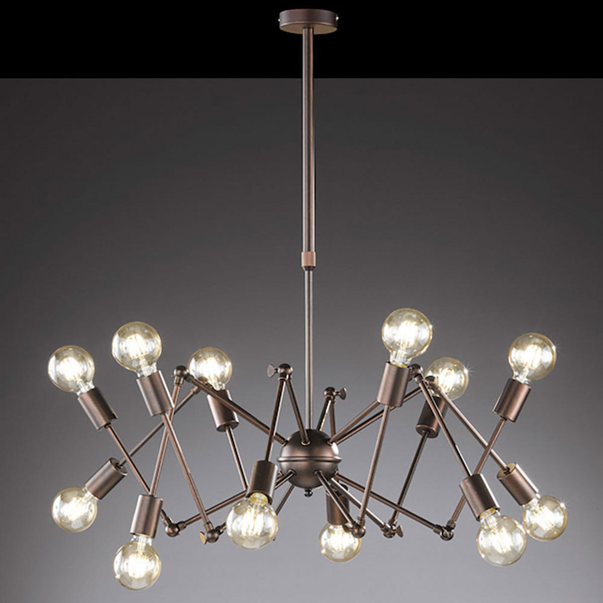 HÄNGELEUCHTE Braun 12-flammig Industriell - Braun, Metall (95/95/109cm) - Wofi