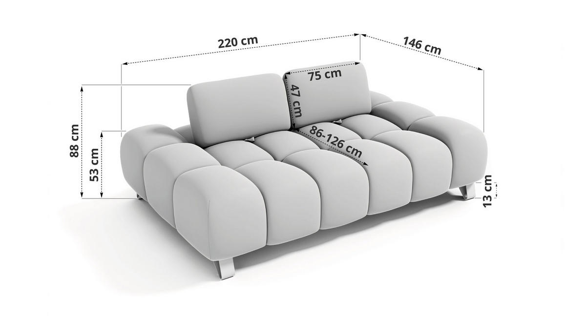 3-SITZER-SOFA NERANO - Dunkelgrau Schenille - Dunkelgrau/Schwarz, Textil/Metall (220/88/146cm) - MKS