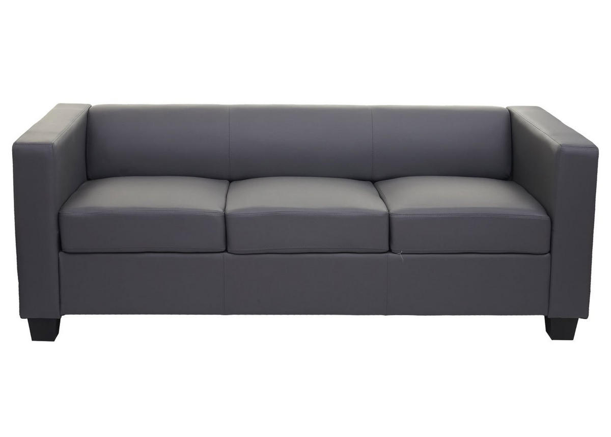 3ER SOFA Grau - Dunkelgrau/Grau, Textil (191/70/75cm) - MCW