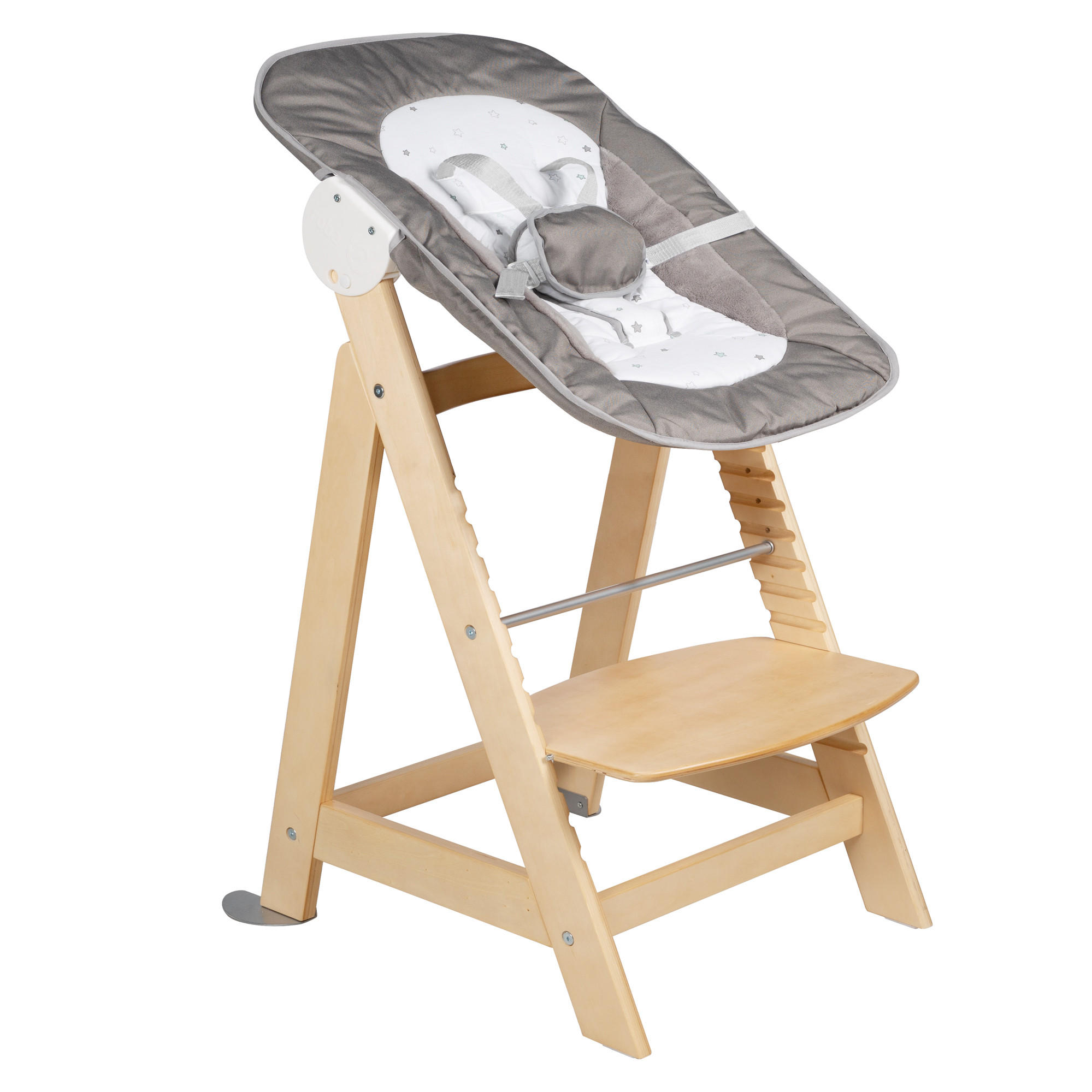 BABYHOCHSTUHL Born Up mit Neugeborenenaufsatz Natur - Naturfarben, Holzwerkstoff/Textil (46/94/66.5cm) - Roba